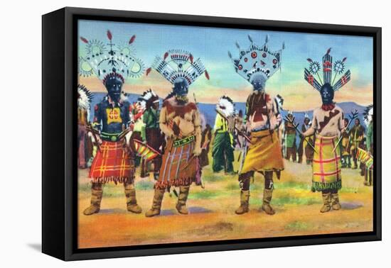 Apache Indians Dance the Devil Dance-Lantern Press-Framed Stretched Canvas