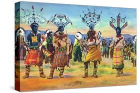 Apache Indians Dance the Devil Dance-Lantern Press-Stretched Canvas