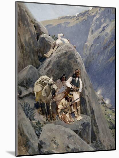 Apache Indians in the Mountains, 1895-98 (Gouache on Paper)-Henry Francois Farny-Mounted Giclee Print