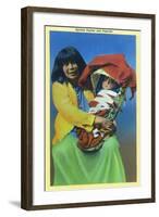 Apache Mother and Baby in Papoose-Lantern Press-Framed Art Print