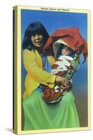 Apache Mother and Baby in Papoose-Lantern Press-Stretched Canvas