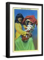 Apache Mother and Baby in Papoose-Lantern Press-Framed Art Print