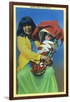 Apache Mother and Baby in Papoose-Lantern Press-Framed Art Print