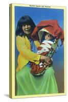 Apache Mother and Baby in Papoose-Lantern Press-Stretched Canvas