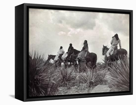 Apache on Horseback, c1906-Edward S. Curtis-Framed Stretched Canvas