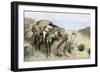 Apache Warrior Ambushing a Covered Wagon in the Southwest, c.1800-null-Framed Giclee Print
