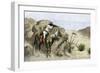 Apache Warrior Ambushing a Covered Wagon in the Southwest, c.1800-null-Framed Giclee Print