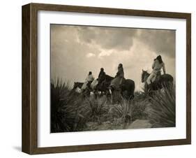 Apaches. before the Storm- Four Apache on Horseback on Horseback under Storm Clouds, 1906-null-Framed Art Print