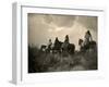 Apaches. before the Storm- Four Apache on Horseback on Horseback under Storm Clouds, 1906-null-Framed Art Print