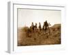 Apaches. Desert Rovers- Five Apache on Horseback in Desert, 1903-Edward S. Curtis-Framed Art Print