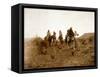 Apaches. Desert Rovers- Five Apache on Horseback in Desert, 1903-Edward S. Curtis-Framed Stretched Canvas