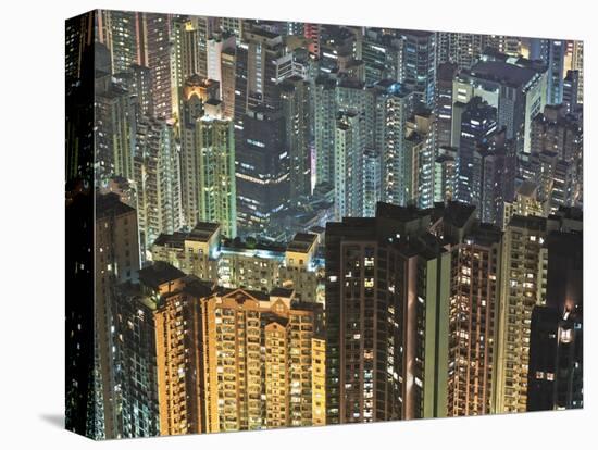Apartment buildings in Hong Kong at night-Rudy Sulgan-Stretched Canvas