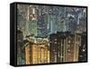 Apartment buildings in Hong Kong at night-Rudy Sulgan-Framed Stretched Canvas