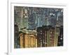 Apartment buildings in Hong Kong at night-Rudy Sulgan-Framed Photographic Print