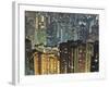 Apartment buildings in Hong Kong at night-Rudy Sulgan-Framed Photographic Print