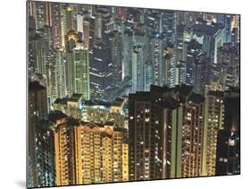 Apartment buildings in Hong Kong at night-Rudy Sulgan-Mounted Photographic Print