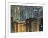 Apartment buildings in Hong Kong at night-Rudy Sulgan-Framed Photographic Print