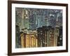 Apartment buildings in Hong Kong at night-Rudy Sulgan-Framed Photographic Print