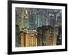 Apartment buildings in Hong Kong at night-Rudy Sulgan-Framed Photographic Print