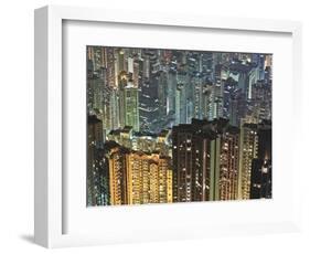 Apartment buildings in Hong Kong at night-Rudy Sulgan-Framed Photographic Print