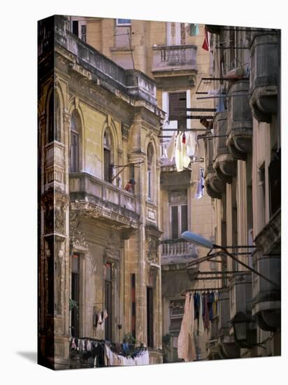 Apartment Buildings with Laundry Hanging from Balconies, Havana, Cuba, West Indies, Central America-Lee Frost-Stretched Canvas