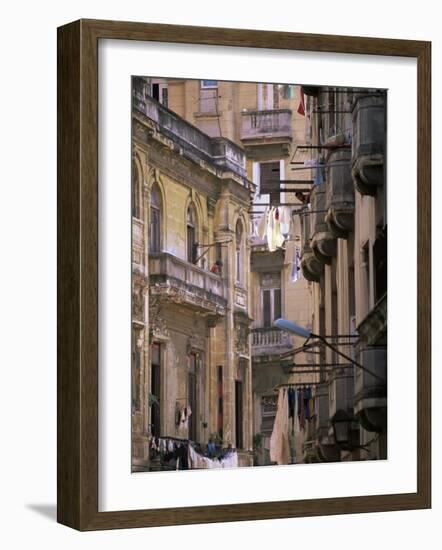 Apartment Buildings with Laundry Hanging from Balconies, Havana, Cuba, West Indies, Central America-Lee Frost-Framed Photographic Print