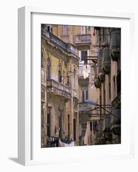 Apartment Buildings with Laundry Hanging from Balconies, Havana, Cuba, West Indies, Central America-Lee Frost-Framed Photographic Print