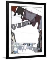 Apartment Buildings with Laundry Hanging Out to Dry on Clothes Line-null-Framed Photographic Print