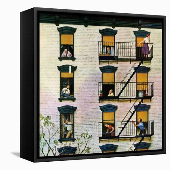 "Apartment Clarinetist", April 19, 1958-John Falter-Framed Stretched Canvas