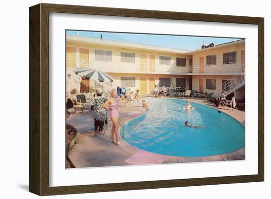 Apartment Complex Pool, Retro-null-Framed Art Print