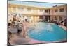 Apartment Complex Pool, Retro-null-Mounted Art Print