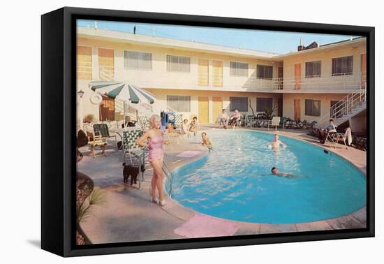 Apartment Complex Pool, Retro-null-Framed Stretched Canvas