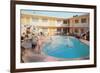 Apartment Complex Pool, Retro-null-Framed Art Print