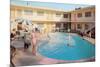 Apartment Complex Pool, Retro-null-Mounted Art Print