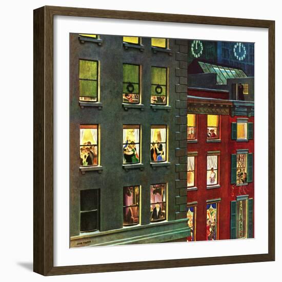 "Apartment Dwellers on New Year's Eve," January 3, 1948-John Falter-Framed Giclee Print