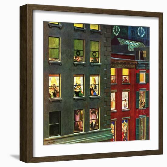 "Apartment Dwellers on New Year's Eve," January 3, 1948-John Falter-Framed Giclee Print