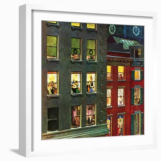 "Apartment Dwellers on New Year's Eve," January 3, 1948-John Falter-Framed Giclee Print