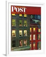 "Apartment Dwellers on New Year's Eve," Saturday Evening Post Cover, January 3, 1948-John Falter-Framed Giclee Print