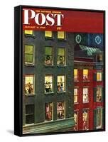 "Apartment Dwellers on New Year's Eve," Saturday Evening Post Cover, January 3, 1948-John Falter-Framed Stretched Canvas