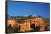 Apartment Houses Stacked on Hillside-Danny Lehman-Framed Stretched Canvas