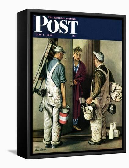 "Apartment Painters," Saturday Evening Post Cover, May 1, 1948-Stevan Dohanos-Framed Stretched Canvas