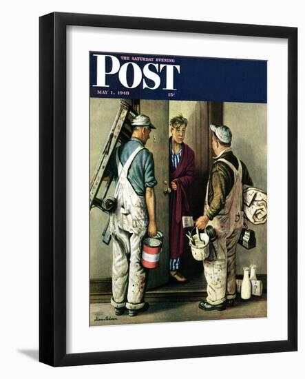 "Apartment Painters," Saturday Evening Post Cover, May 1, 1948-Stevan Dohanos-Framed Giclee Print