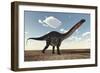 Apatosaurus Dinosaur Walking in the Desert-Stocktrek Images-Framed Art Print