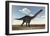 Apatosaurus Dinosaur Walking in the Desert-Stocktrek Images-Framed Art Print