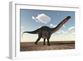 Apatosaurus Dinosaur Walking in the Desert-Stocktrek Images-Framed Art Print