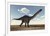 Apatosaurus Dinosaur Walking in the Desert-Stocktrek Images-Framed Art Print