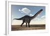 Apatosaurus Dinosaur Walking in the Desert-Stocktrek Images-Framed Art Print