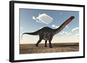 Apatosaurus Dinosaur Walking in the Desert-Stocktrek Images-Framed Art Print