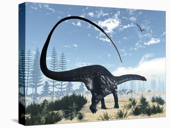 Apatosaurus Dinosaur Walking in the Desert-Stocktrek Images-Stretched Canvas