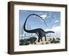 Apatosaurus Dinosaur Walking in the Desert-Stocktrek Images-Framed Art Print